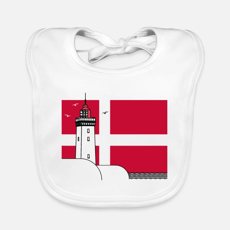 Drapeau du Danemark avec phare de Rubjerg Knude Bavoir bio Bébé