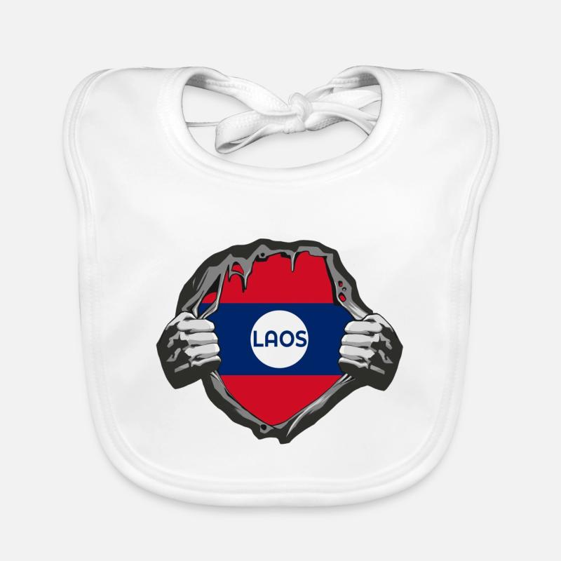 Laos flag design Organic Baby Bibs