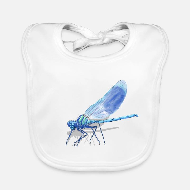 Blue Dragonfly Ember Print Baby Bio-Lätzchen