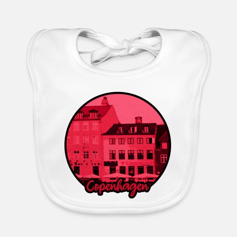 Silhouette de Copenhague en rouge Bavoir bio Bébé