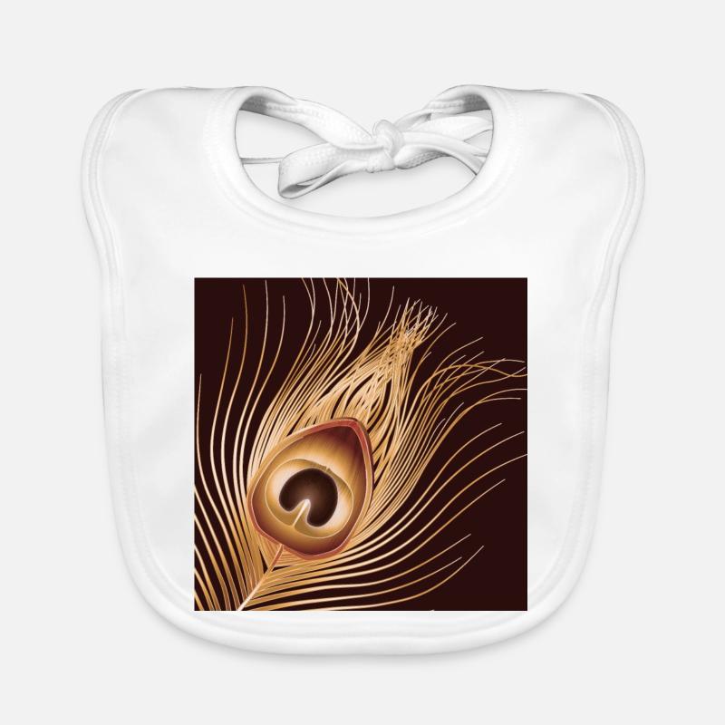 plume de paon dorée dessinée à la main Bavoir bio Bébé