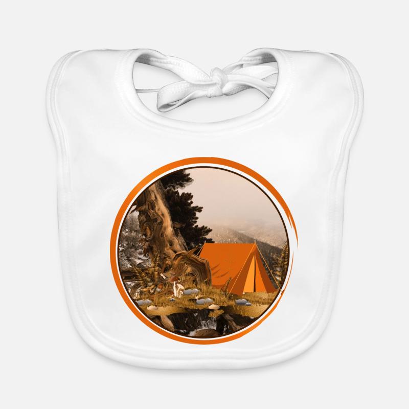 nostalgic tent - camping in nature Organic Baby Bibs