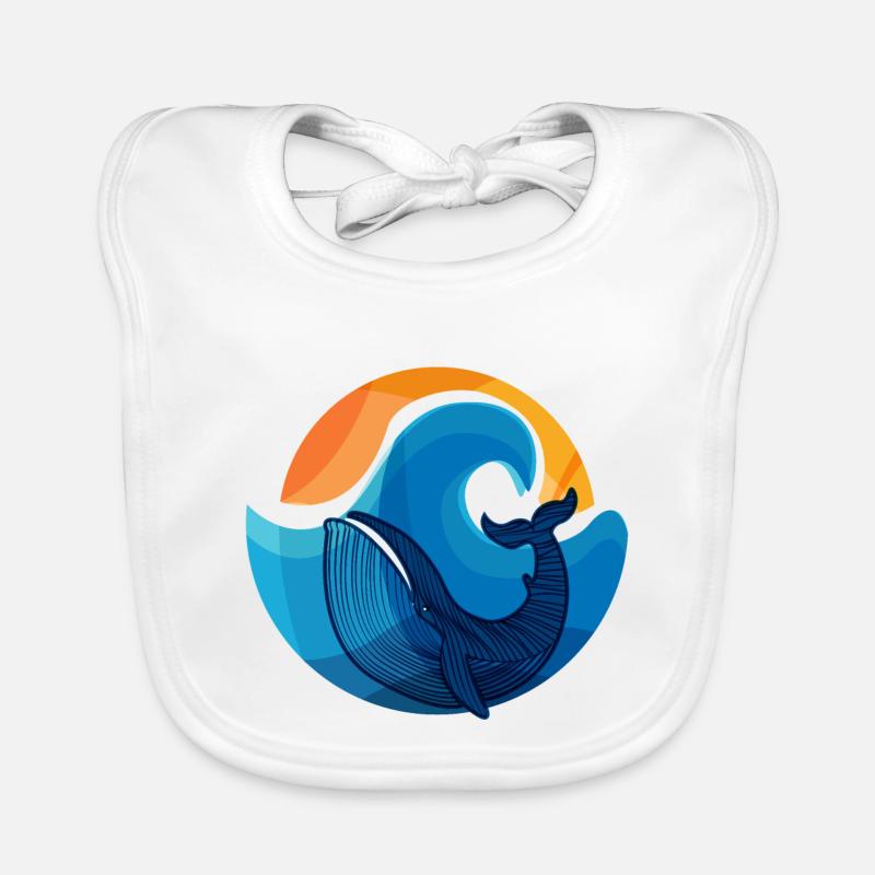 Vagues et Illustration de requin baleine Bavoir bio Bébé