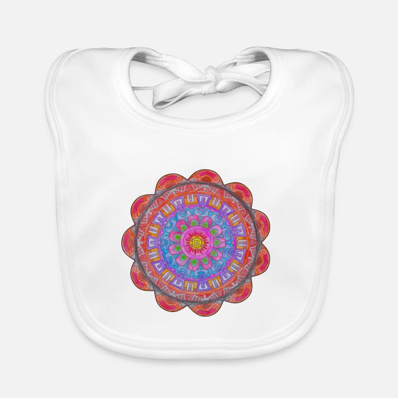 Explosion de couleurs du Cercle Mandala - Bavoir bio Bébé - blanc