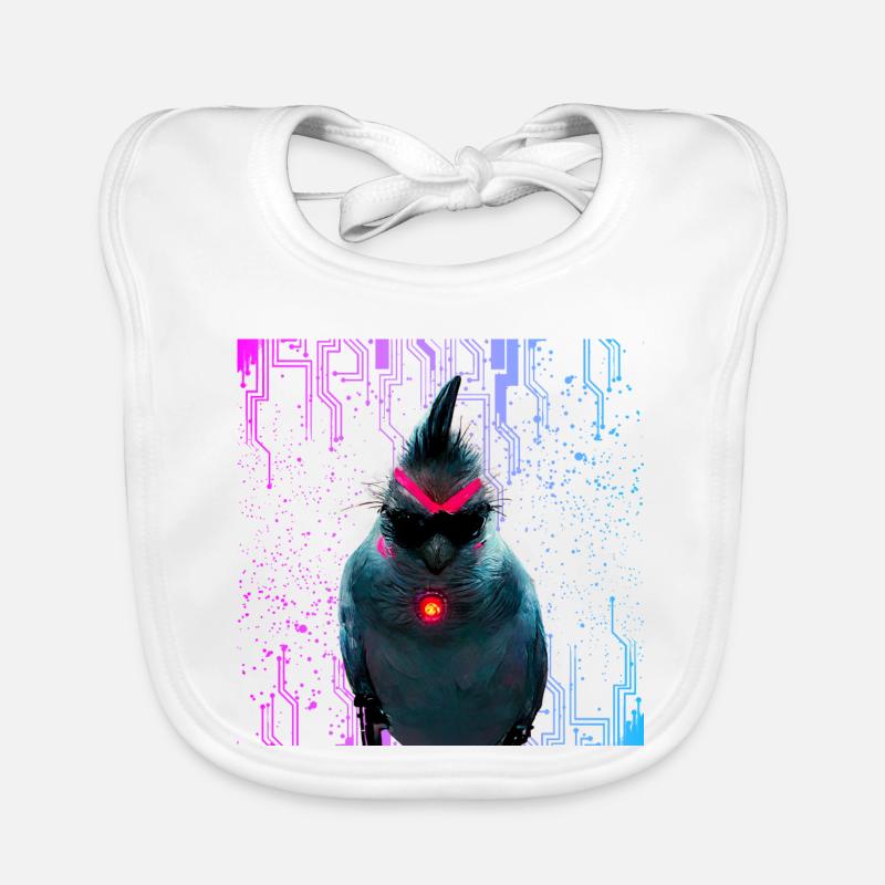 Cyber Nymphensittich Neon Bloom - Baby Bio-Lätzchen - Weiß