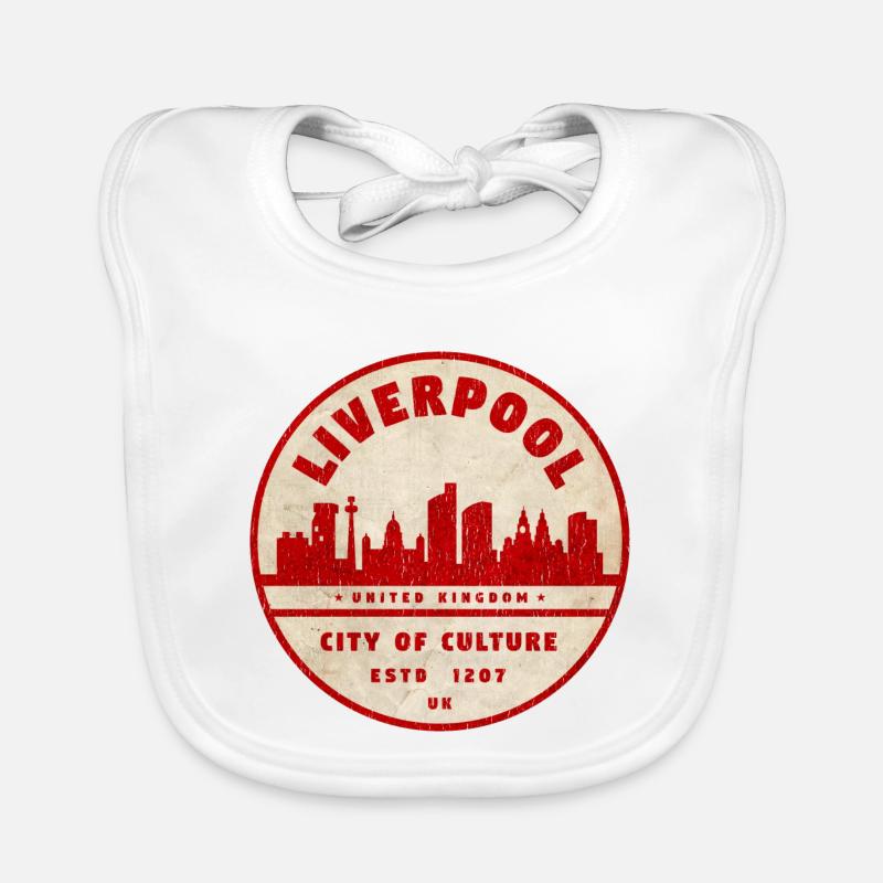 Liverpool Skyline Vintage Seal Organic Baby Bibs