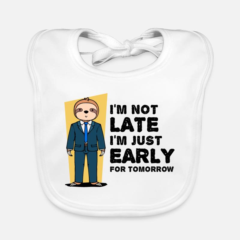 Animal Sloth Humorous Statement Snail's pace Organic Baby Bibs