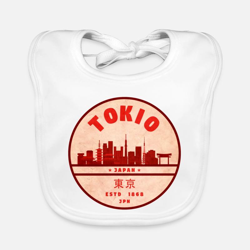 Badge rétro Tokyo Skyline - Bavoir bio Bébé - blanc