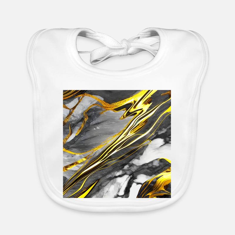 Marble Black Gold Texture Organic Baby Bibs