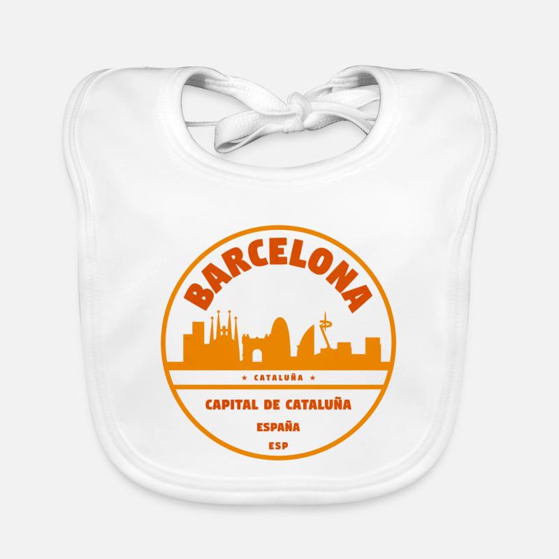Barcelona Skyline Emblem Baby Bio-Lätzchen