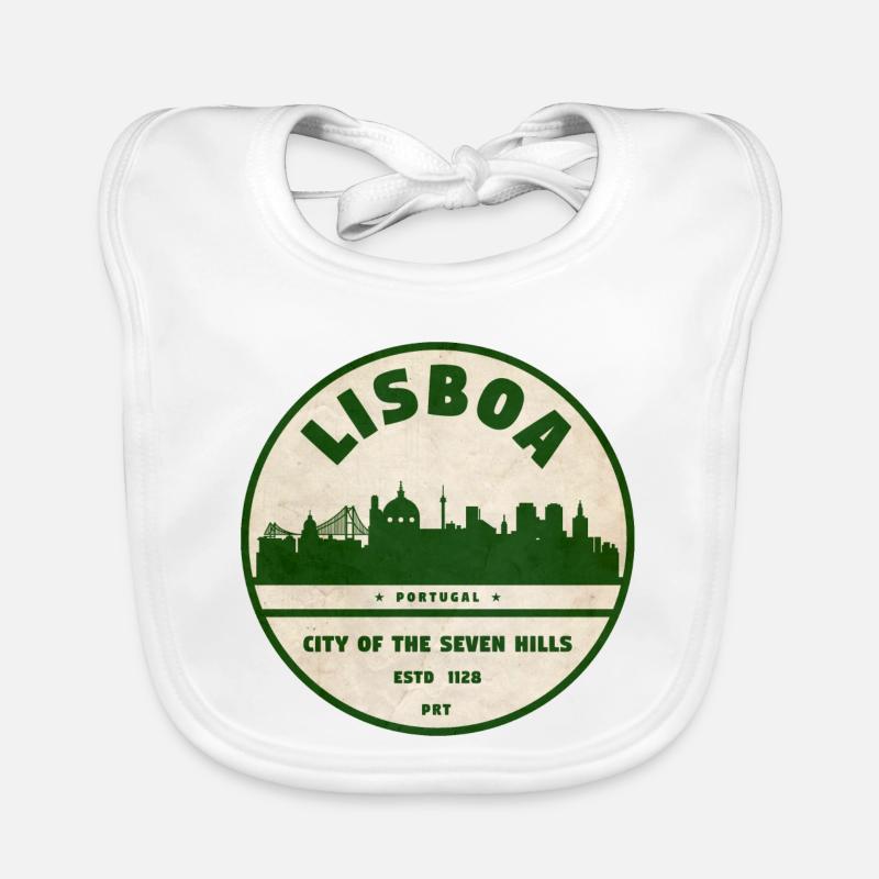 Lisboa Silhouette Stadtlogo - Baby Bio-Lätzchen - Weiß