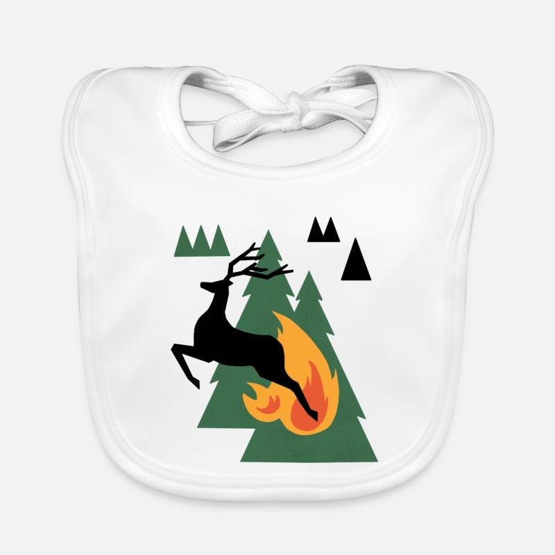 Bear by Campfire in Pines Organic Baby Bibs