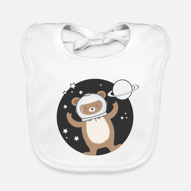 cute astronaut bear in comic style Organic Baby Bibs