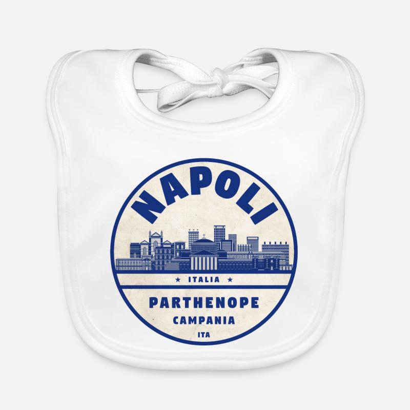 Napoli Skyline Vintage Abzeichen - Baby Bio-Lätzchen - Weiß