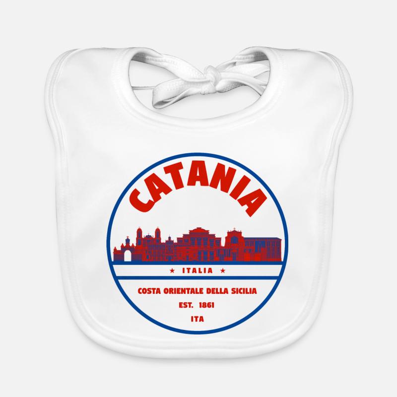 Catania Skyline Round Logo Italy Organic Baby Bibs