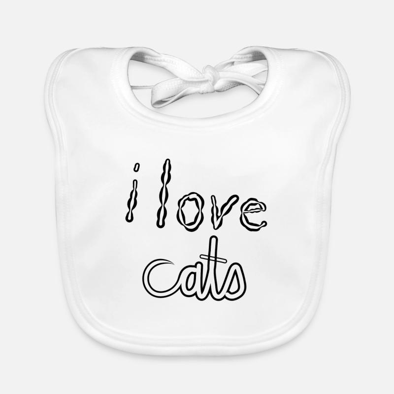 J’AIME LES CHATS - Bavoir bio Bébé - blanc