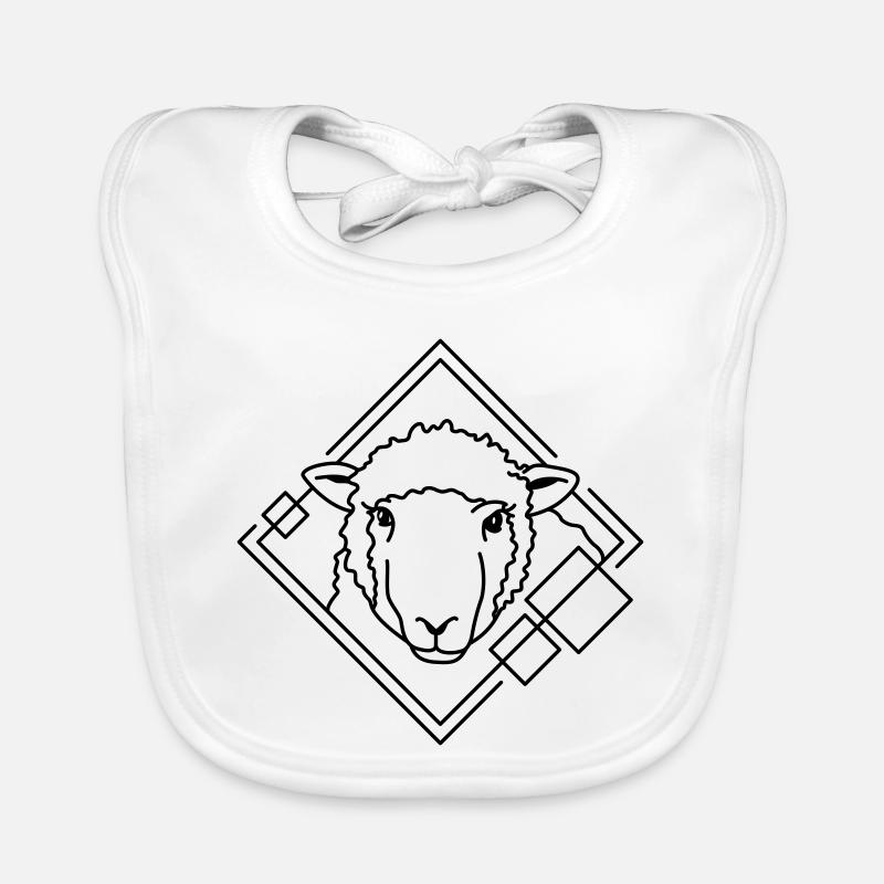 Sheep in Geometric Shape - Line Art Design Organic Baby Bibs