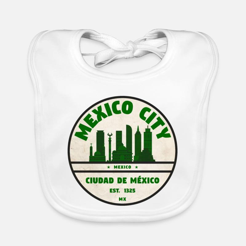Mexiko-Stadt Skyline Emblem Baby Bio-Lätzchen