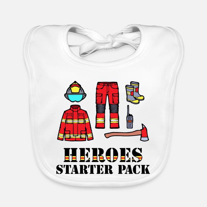 Firefighter Helmet Lifesaver Statement Fire Brigade Organic Baby Bibs