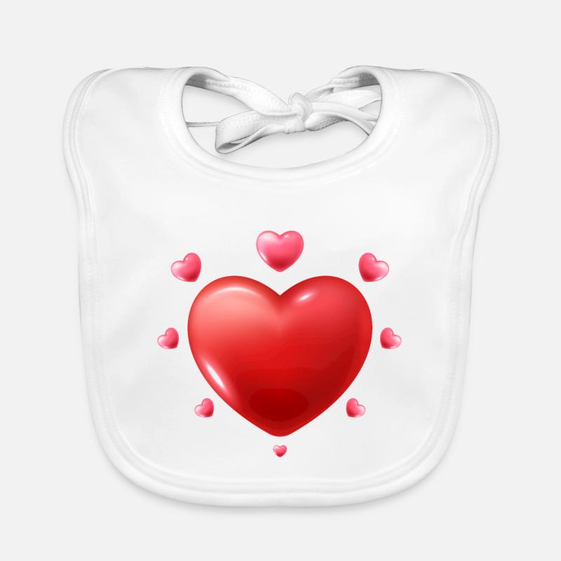 Amour - Saint-Valentin - Cœurs Bavoir bio Bébé