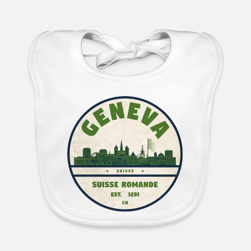 Geneva Skyline Badge Romande Organic Baby Bibs