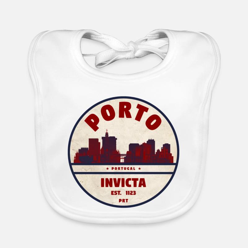Porto Skyline Invicta Badge - Bavoir bio Bébé - blanc