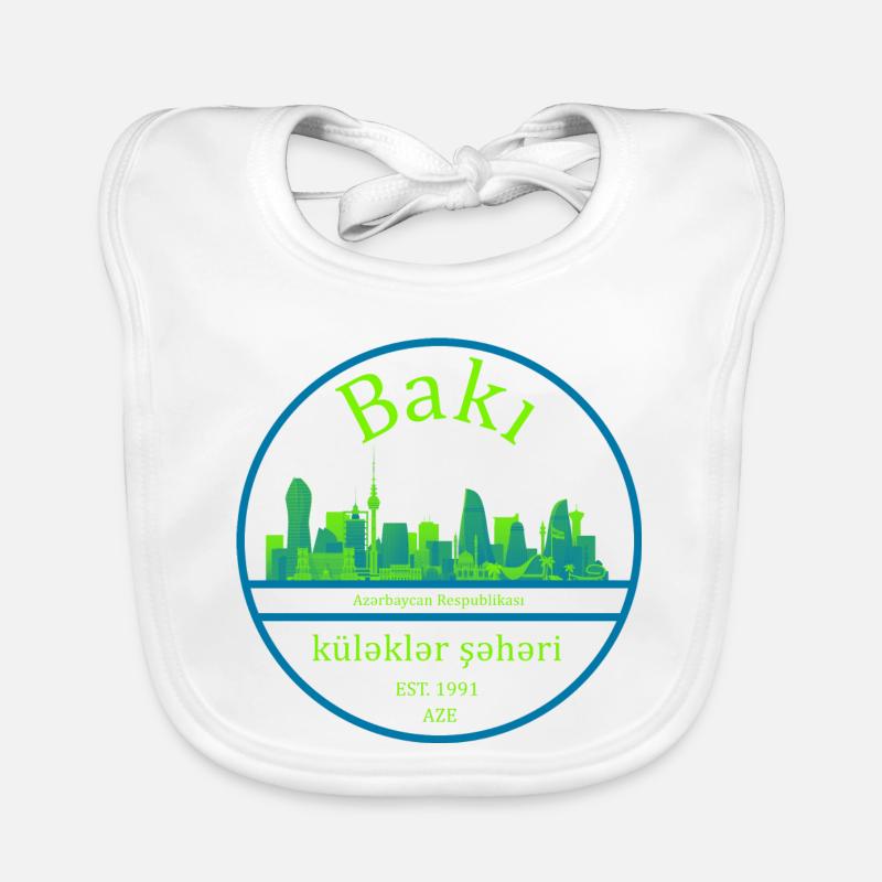 Conception de cercle de la skyline de Bakou avec vert néon Bavoir bio Bébé