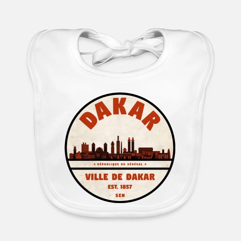 Dakar Sénégal - Bavoir bio Bébé - blanc