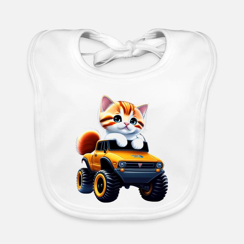 Un chat sur le camion monstre Bavoir bio Bébé