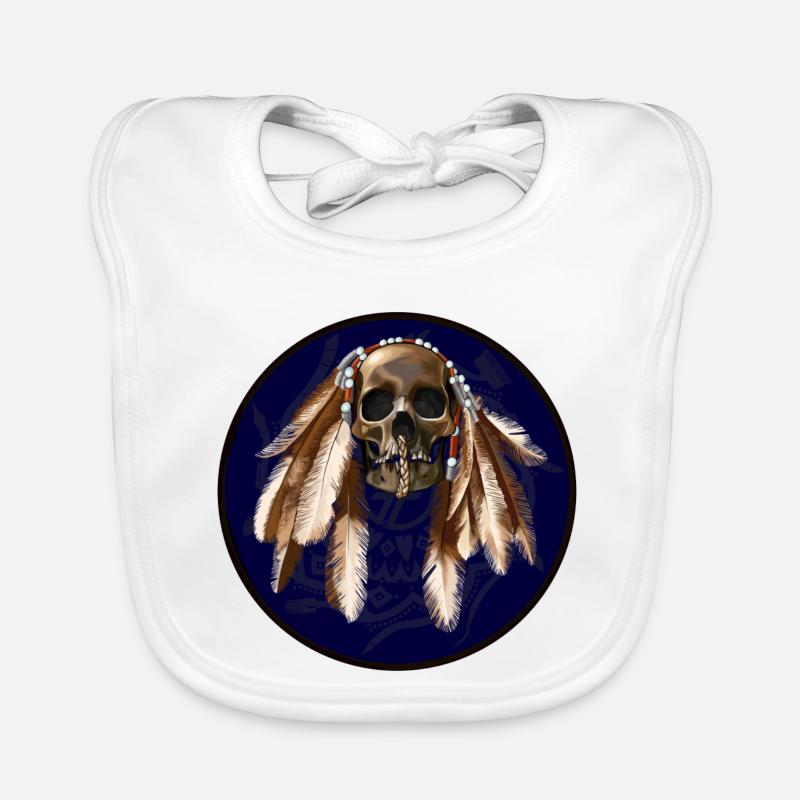 scull with feathers around Organic Baby Bibs