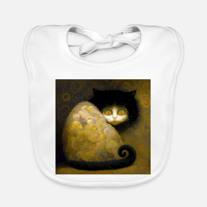 Chat Doré Arabesques - Stoik le chat Bavoir bio Bébé