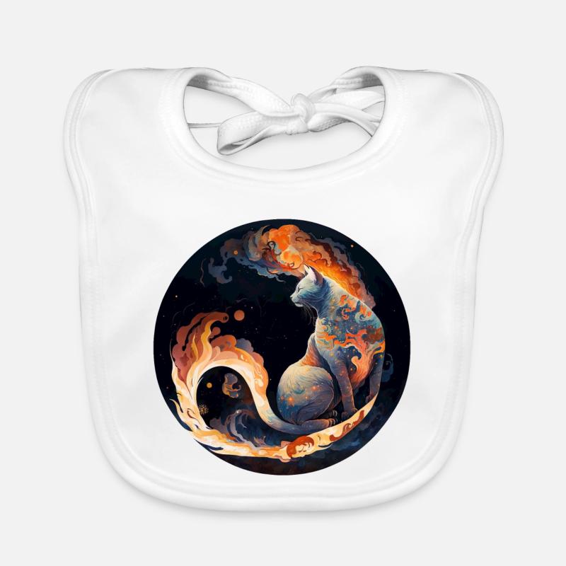 Fiery cat magic in constellation design Organic Baby Bibs