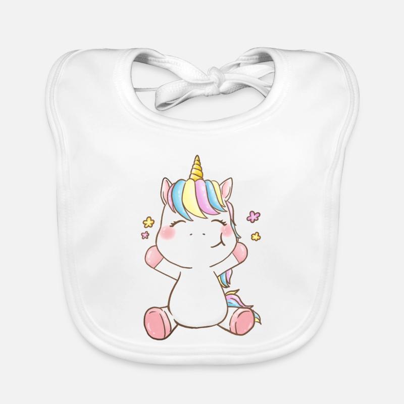 Licorne joyeuse - Bavoir bio Bébé - blanc
