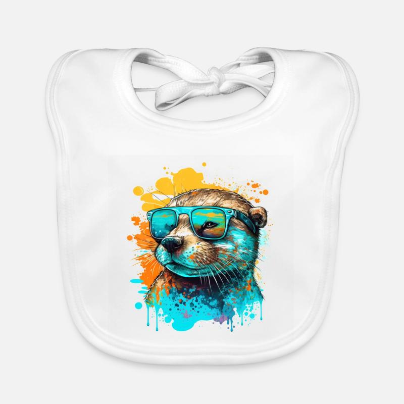 Loutre fraîche - Bavoir bio Bébé - blanc