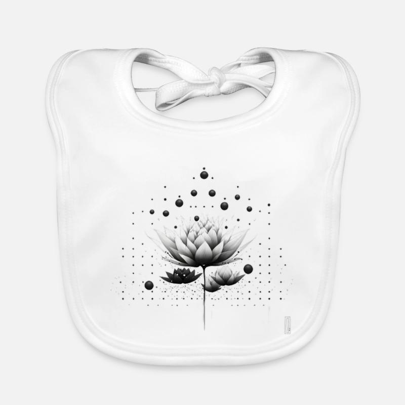 Conception de la nébuleuse du lotus en noir et blanc - Bavoir bio Bébé - blanc