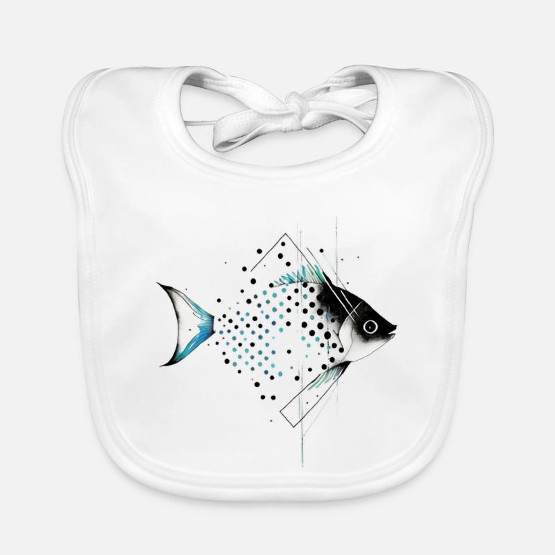Geometric fish with a blue tint Organic Baby Bibs