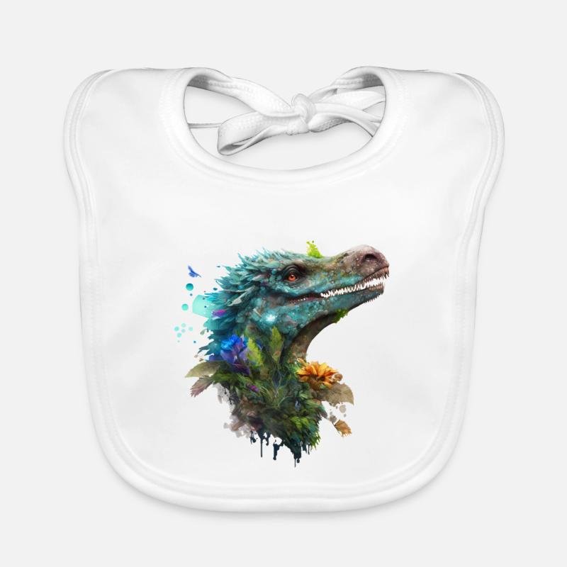 Blauer Velociraptor Baby Bio-Lätzchen