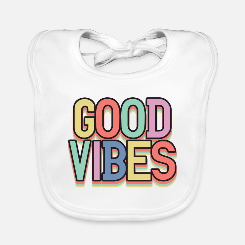 Gute Vibes Pastell Retro - Bavoir bio Bébé - blanc