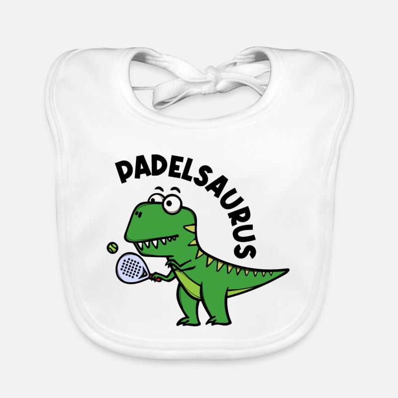 Dinosaurier Padel Spieler Schläger Ball Spruch Baby Bio-Lätzchen