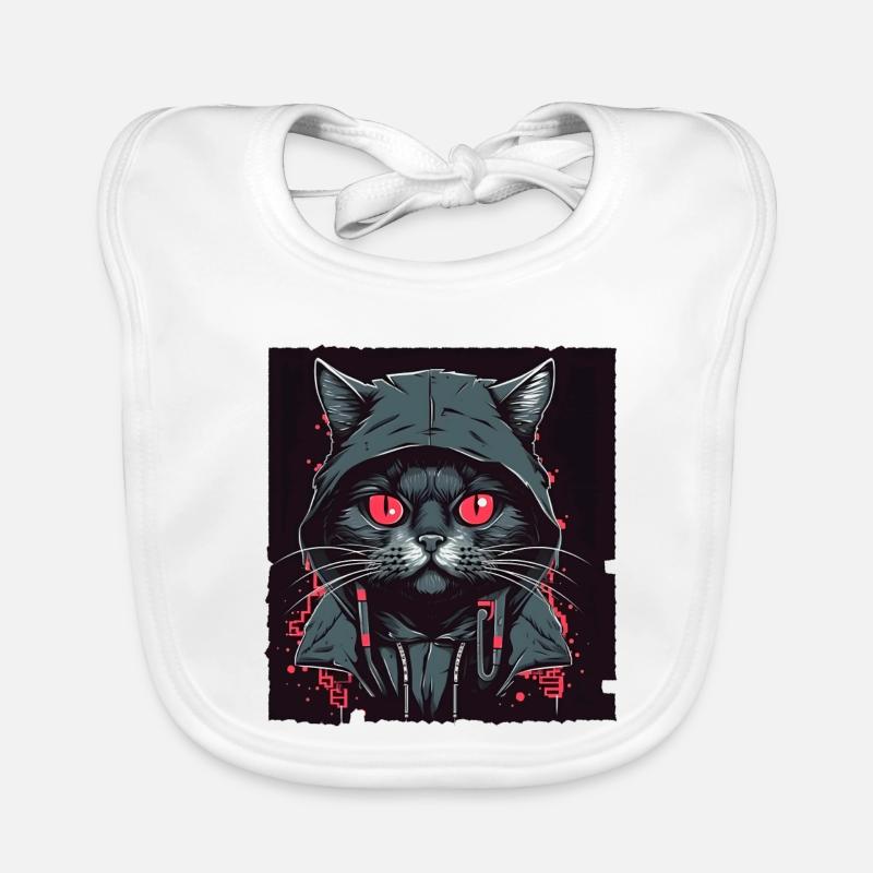 Chat hacker - Bavoir bio Bébé - blanc