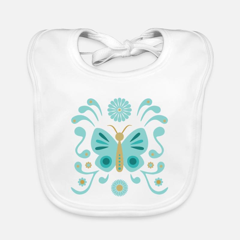 Boho Butterfly L Bleu et Or Bavoir bio Bébé