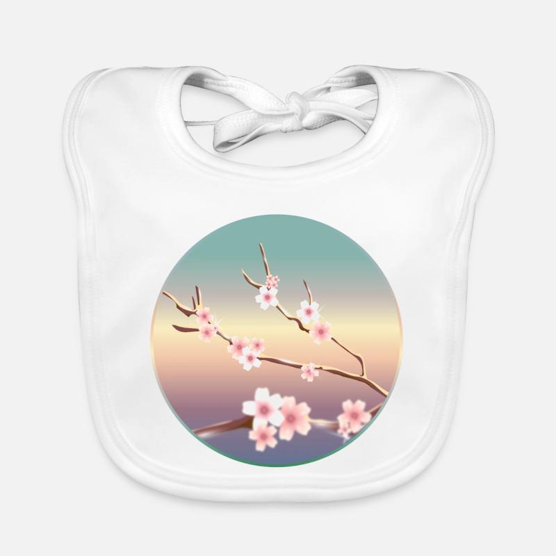 delicate cherry blossoms on a branch in spring Organic Baby Bibs