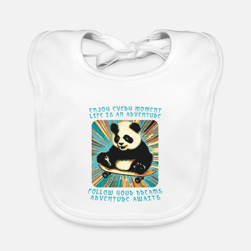 Pandas Abenteuer auf Rädern Baby Bio-Lätzchen