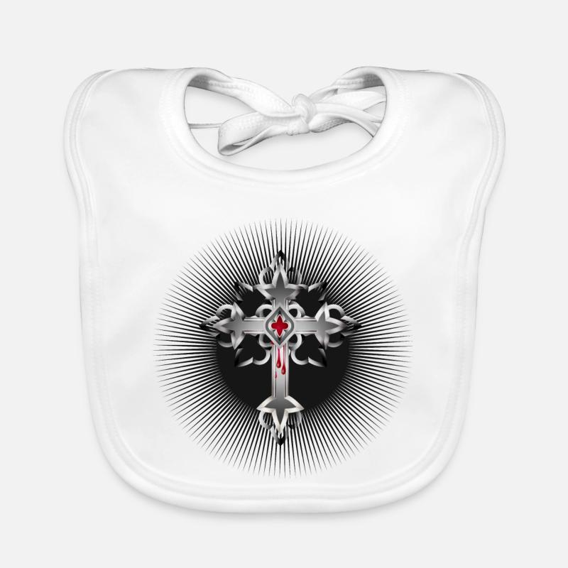 croix gothique rayonnante faite d’éléments gothiques Bavoir bio Bébé