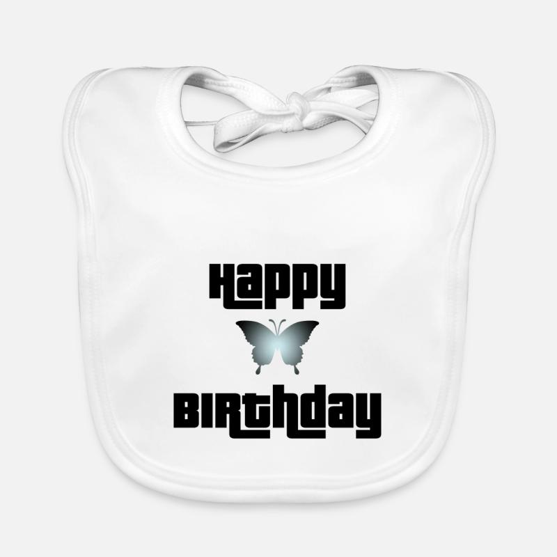 Joyeux anniversaire Butterfly Design Bavoir bio Bébé