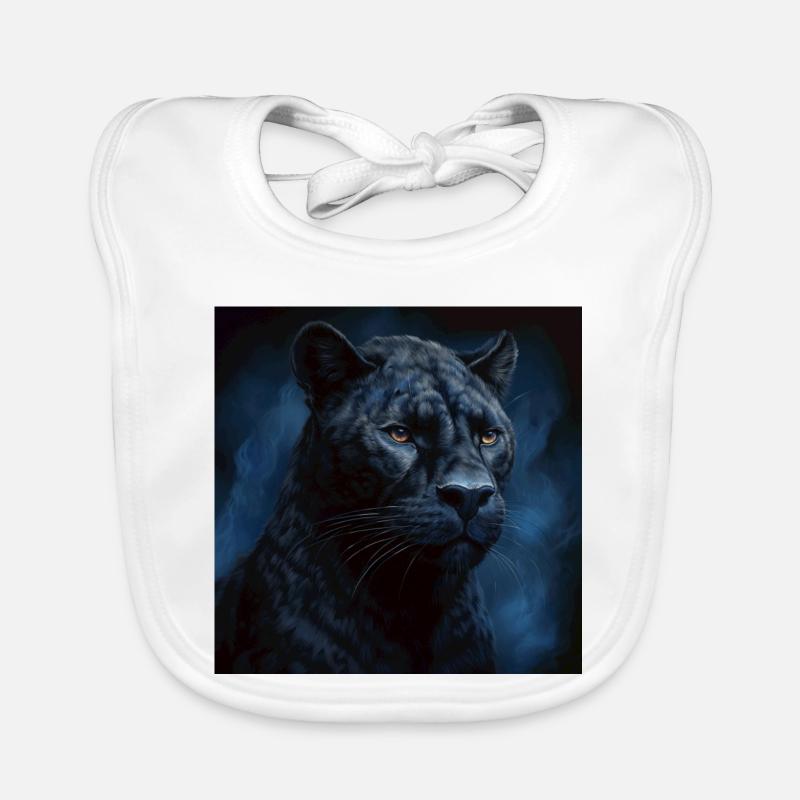 Midnight Panther in Blue Mist Organic Baby Bibs