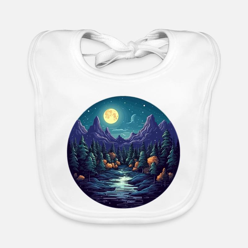 Surreal forest scenery at night Organic Baby Bibs