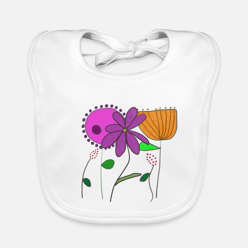 Blumenmotive mit bunten Blumen und Blättern Baby Bio-Lätzchen