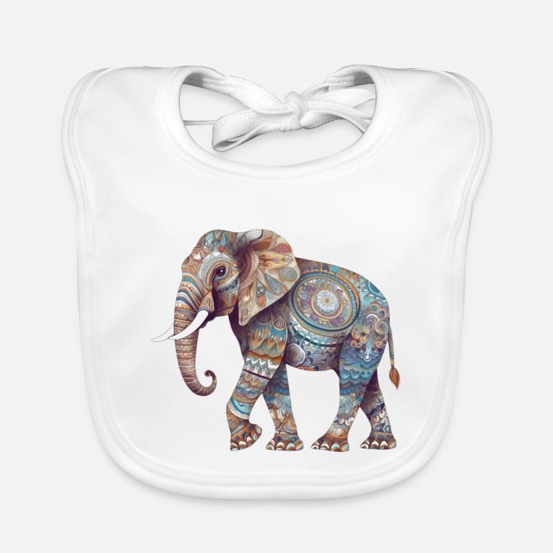 Colorful Mandala Elephant Organic Baby Bibs