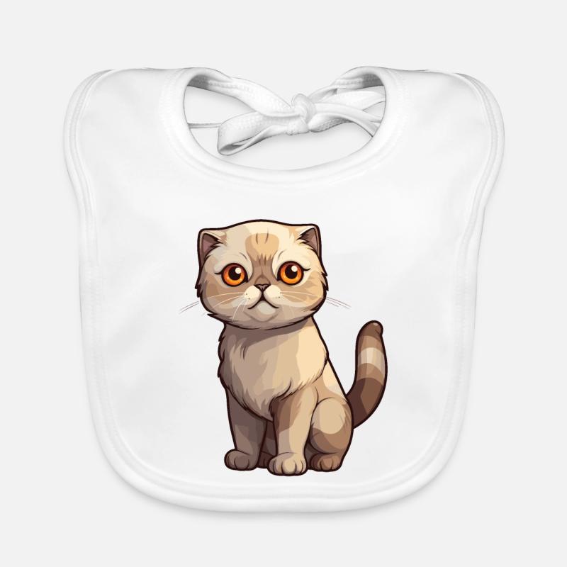Bad-tempered Scottish Fold kitten Organic Baby Bibs